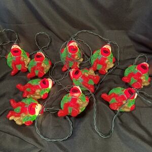 Vtg Sesame Street Elmo 1998 Henson Muppets Christmas String Lights Blow Mold 12'